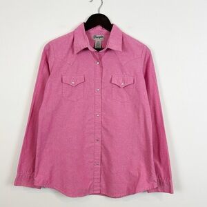 Wrangler Wrancher Shirts Pearl Snap Western Button Down Hot Pink Size Large